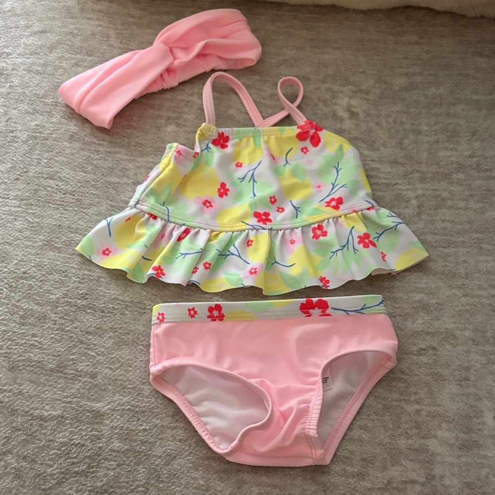 Wonder Nation Pink and Red Swimsuit Set
